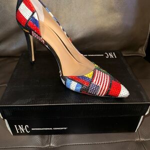 INC International Concepts Women's Colorful Patchwork Heels